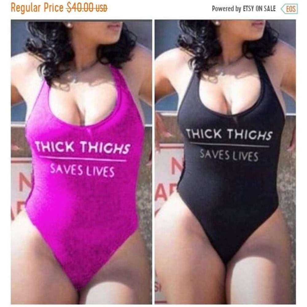Thick Thighs Saves Lives New womens Swimsuit Swimwear suit All Sizes Pink Black